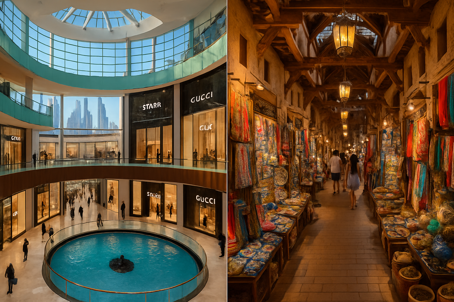Luxury shopping mall and vibrant souk in Dubai